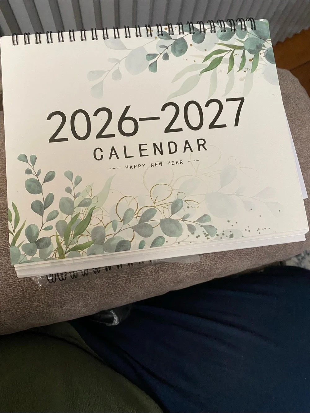 2026-2027 Standing Desk Calendar - Green Botanical with stickers